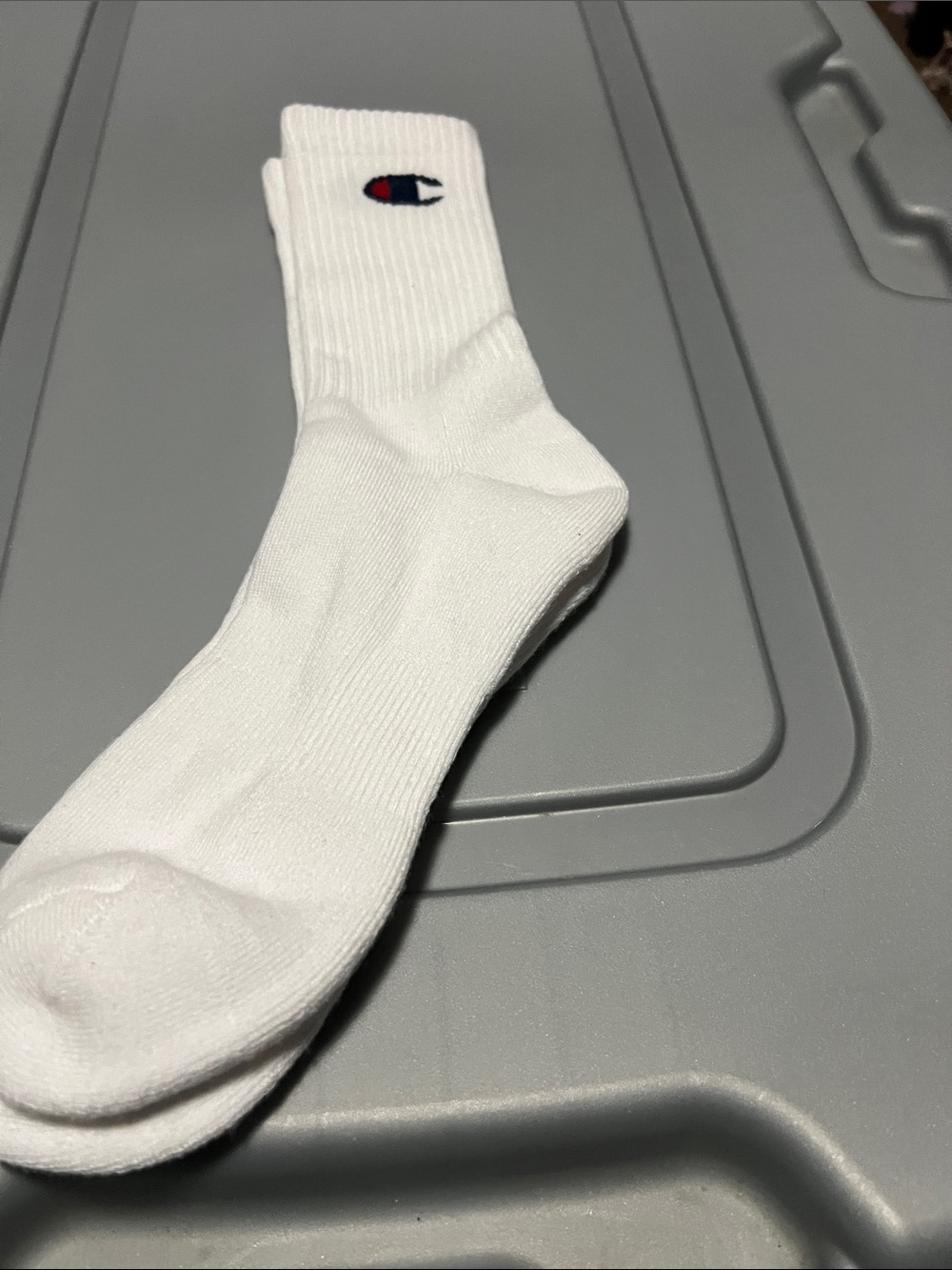 Champion White Crew Socks - Men's Cushioned Athletic Pair Sz large